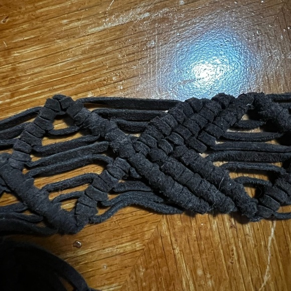 J. Crew Dark Brown Woven Suede Belt Coastal Cowgirl Rodeo Country Western Fringe - Picture 5 of 10